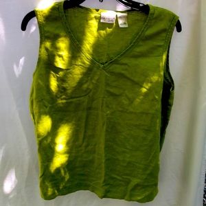 Sleeveless green , 100% linen shirt.  Good condition.